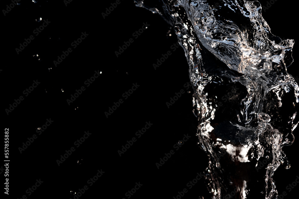 Water splash on the black background