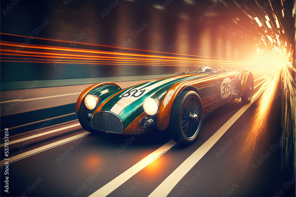 retro sport racing car, illustration of speed, generative ai retro sport racing car, illustration of speed, generative ai