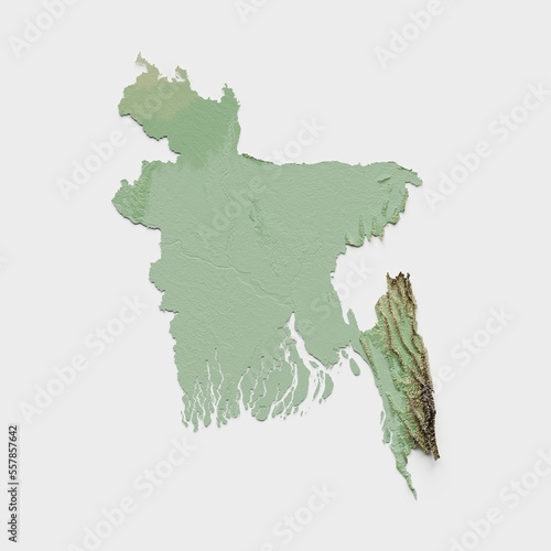 Bangladesh Topographic Relief Map - 3D Render