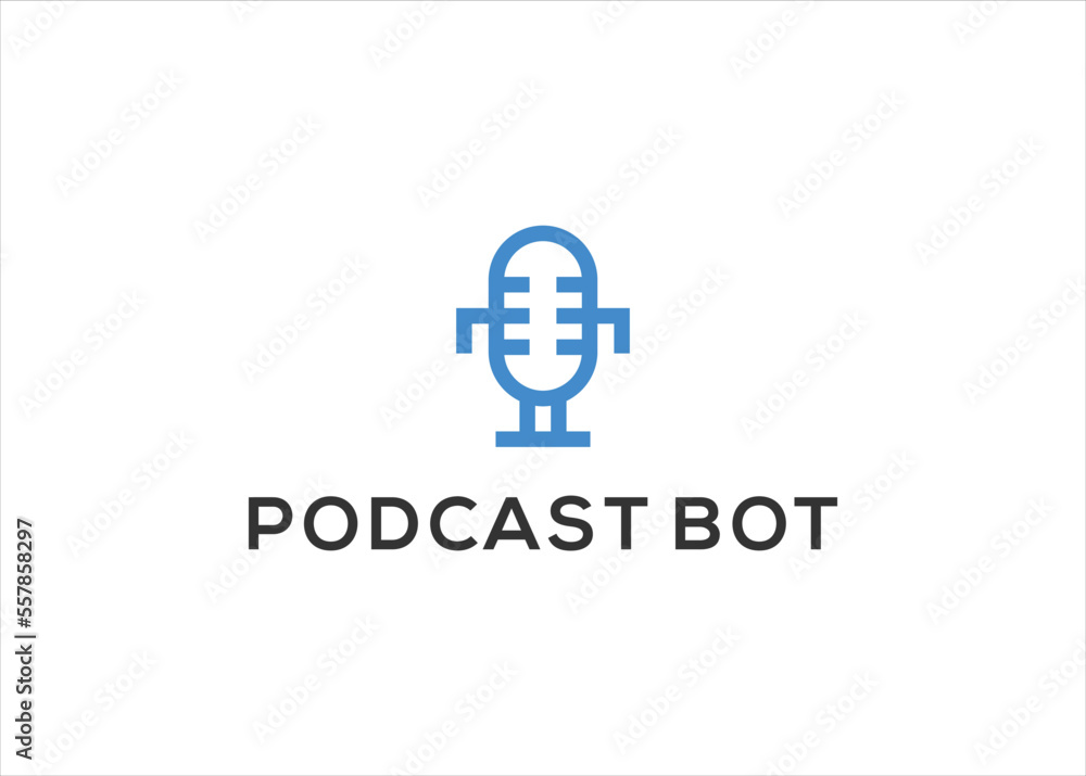 podcast robot logo design vector illustration template podcast robot logo design vector illustration template
