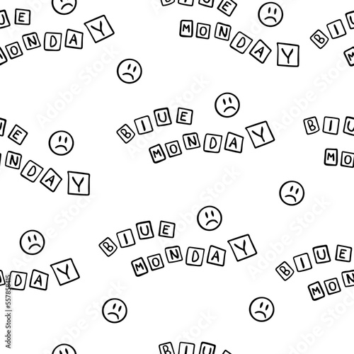 Seamless pattern Stock image of a blue monday text