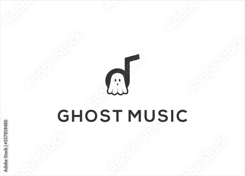 simple ghost music tone logo vector illustration