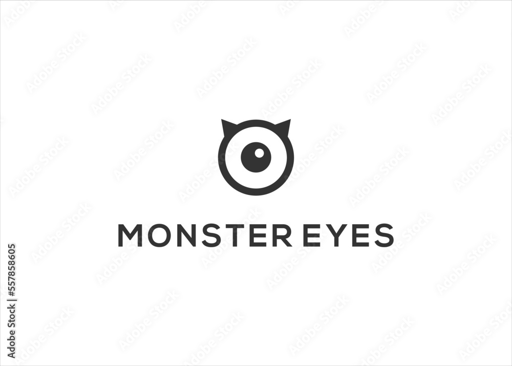 Monster eye devil character illustration vector logo design Monster eye devil character illustration vector logo design