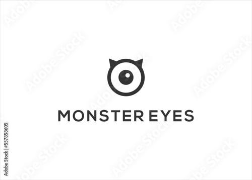 Monster eye devil character illustration vector logo design
