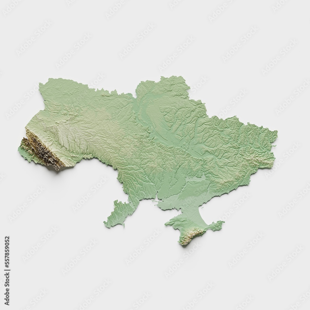 Ukraine Topographic Relief Map  - 3D Render