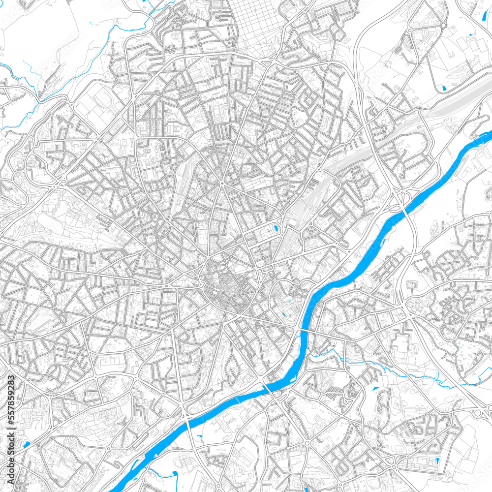 Limoges, France high resolution vector map