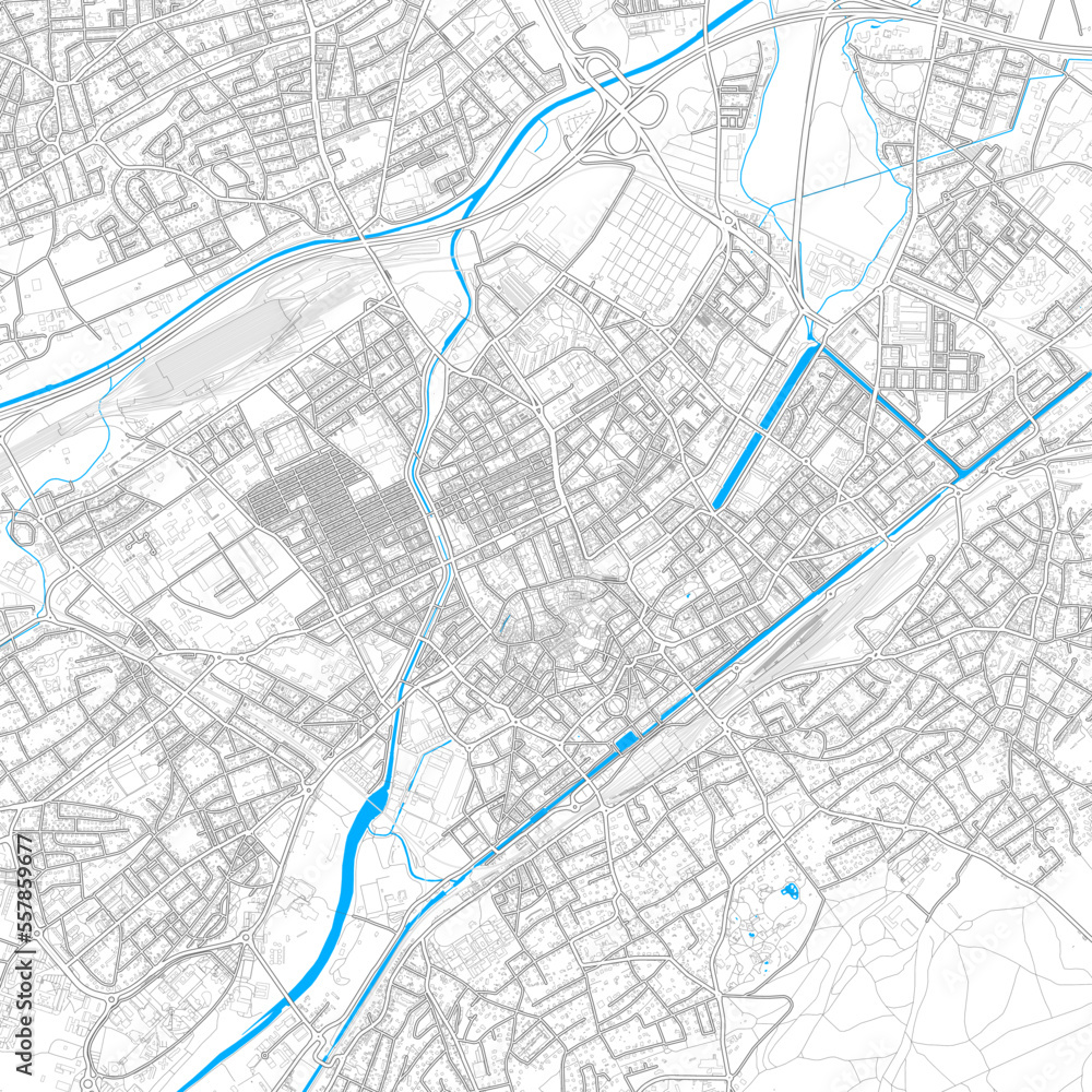 Mulhouse, France high resolution vector map