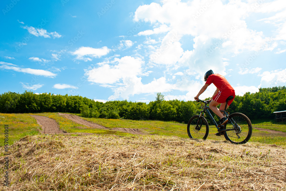 Obraz premium Mountain biker on trail