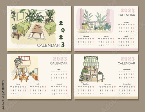 house stile calendar for 2023 tempalte  photo