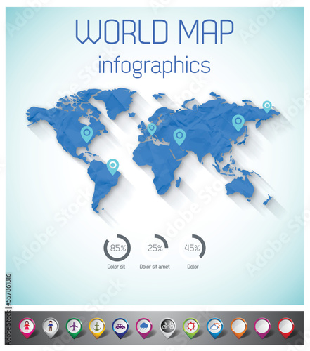 world map wiith pins 