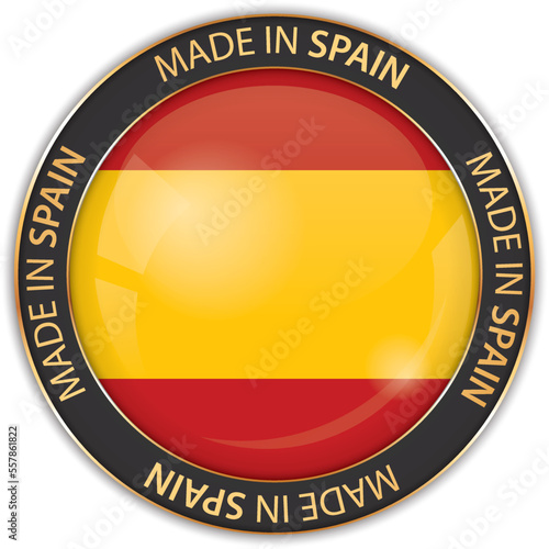 vector illustration of made in Spain banner with national flag