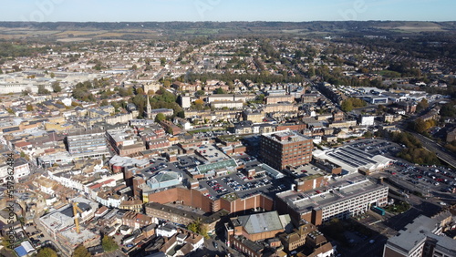 Maidstone Kent UK town centre drone view . photo