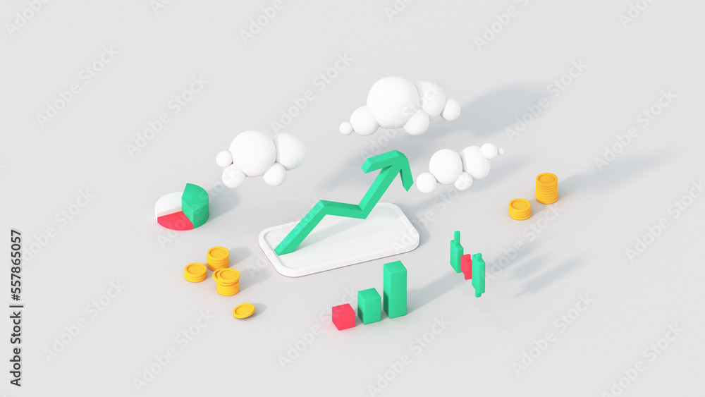 Financial success concept isometric 3D render illustration