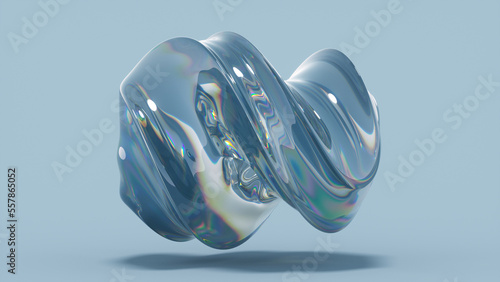 Фотография Clear iridescent fluid in zero gravity 3D render