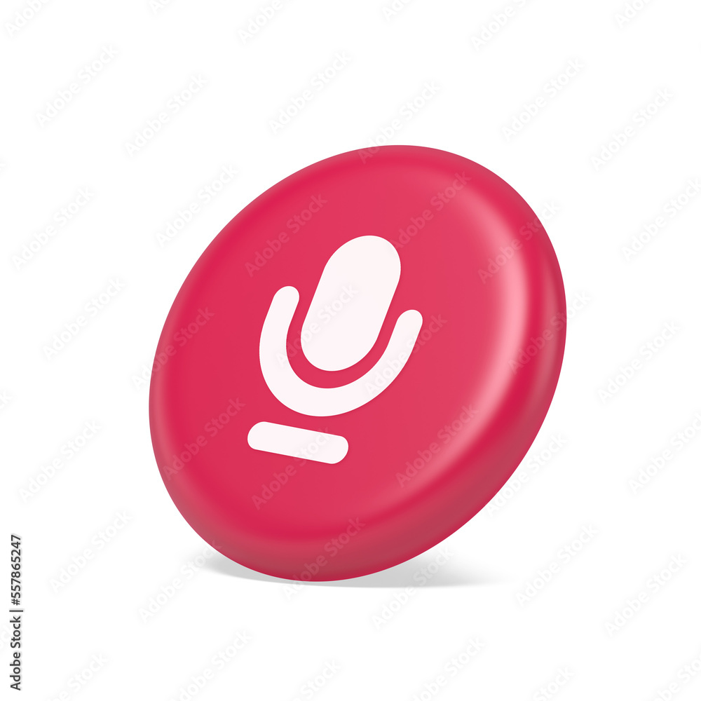 Microphone sound live recording button web app design radio music broadcasting 3d side view icon Microphone sound live recording button web app design radio music broadcasting 3d side view icon