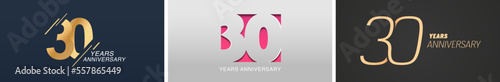 30 years anniversary vector icon, logo. Isolated graphic design set with number for 30th anniversary birthday