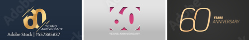 60 years anniversary vector icon, logo. Isolated graphic design set with number for 60th anniversary birthday