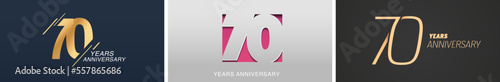 70 years anniversary vector icon, logo. Isolated graphic design set with number for 70th anniversary birthday