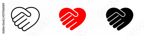 Handshake in heart shape conceptual icon illustration