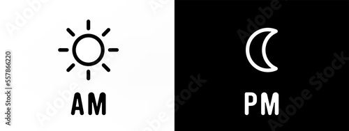 AM and PM symbol icon illustration