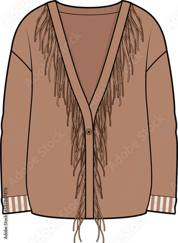 KNIT TOP SWEATER WITH FRINGES FOR WOMEN AND GIRLS WEAR VECTOR