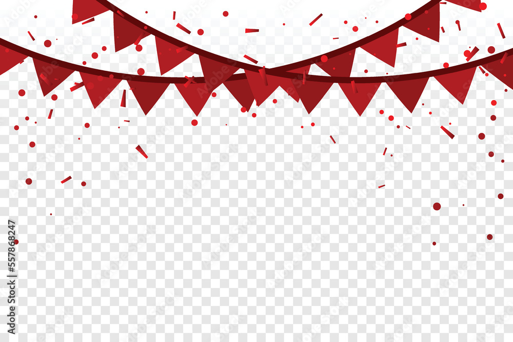 Obraz premium Many Falling Tiny Red Confetti And Ribbon Falling Isolated On Transparent Background. Switzerland, Singapore, Turkey, Japan, Indonesia Flag Color Concept Vector
