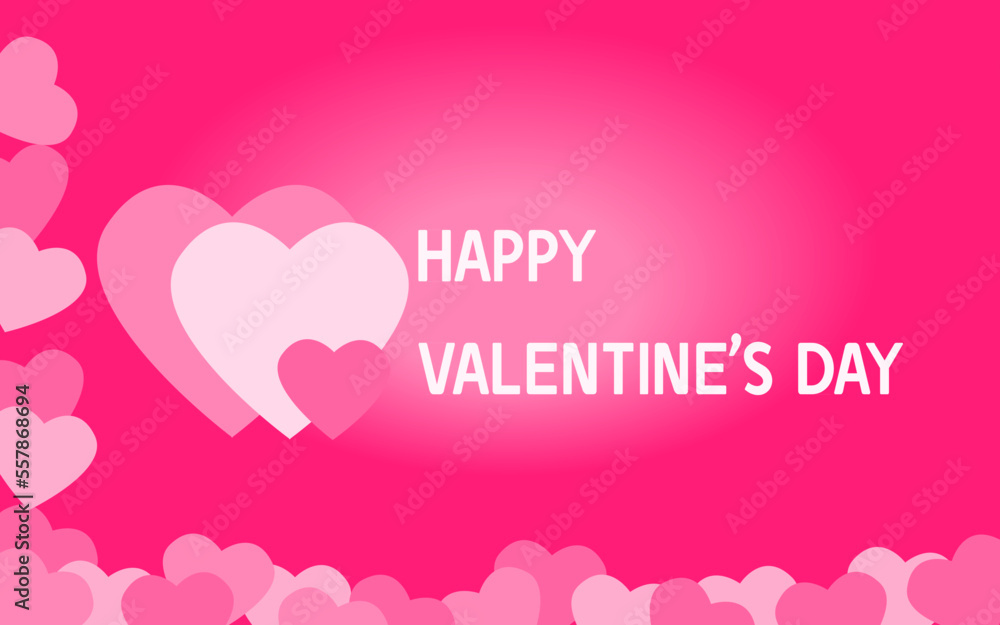 HAPPY VALENTINES DAY DESIGN AND CONCEPT WITH PINK BACKGROUND