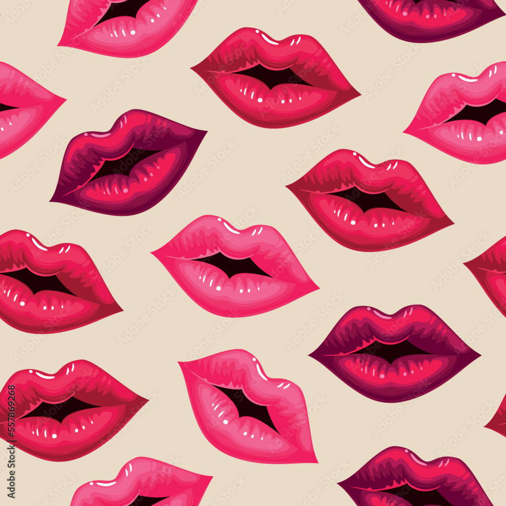Obraz premium Vector seamless pattern with sexy red lips