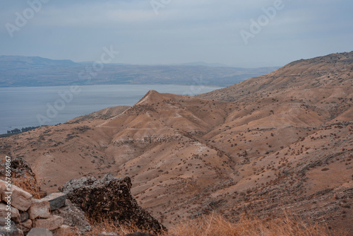 Foto Kineret view from national park Hippus - Susita located on the hill on the Golan Heights in northern Israel on the Sea of Galilee