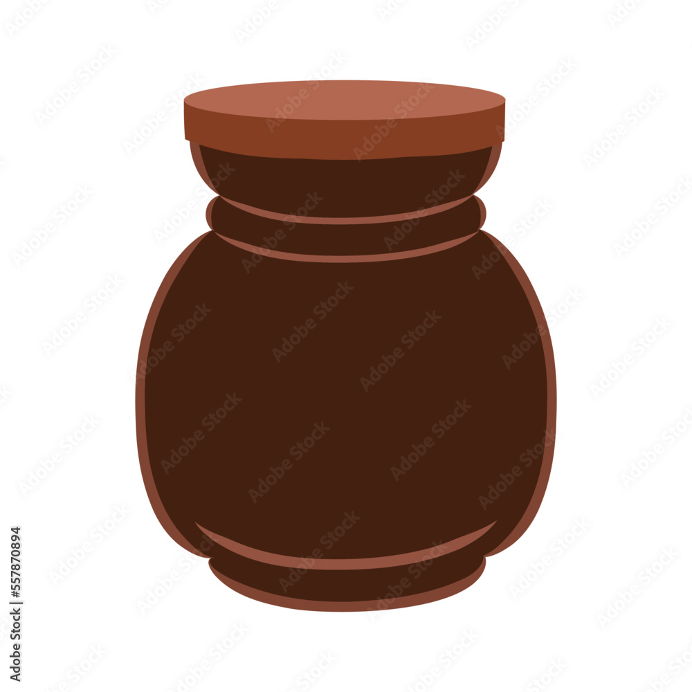 Ceramic vase vector stock illustration. Greek ancient jug. Jug  for milk. Tableware for flowers. An interior item. Isolated on a white background. Korean pot for making  kimchi.