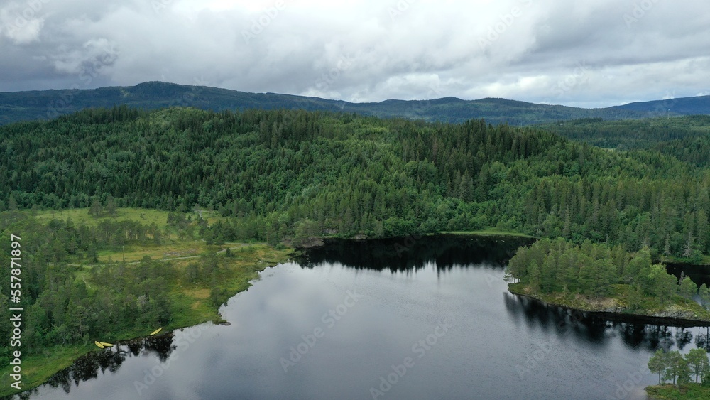 survol de lacs et forets scandinaves