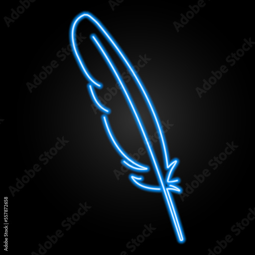 feather neon sign, modern glowing banner design, colorful modern design trends on black background. Vector illustration.