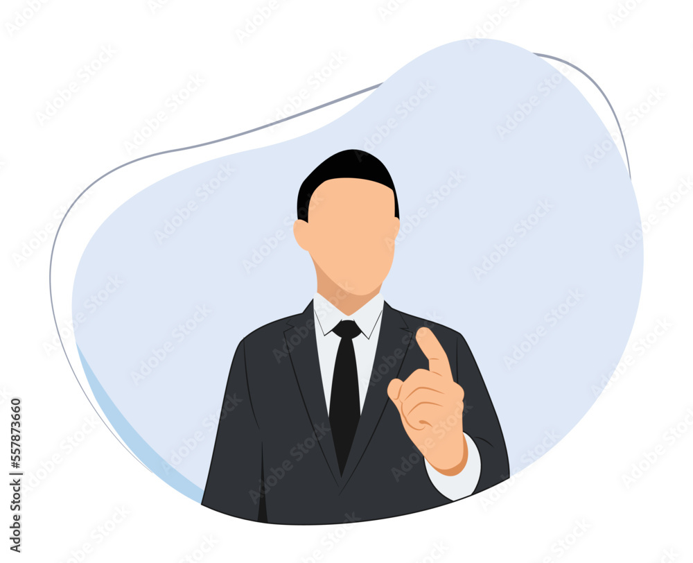 man wearing suit raised index finger. illustration warns. man raising index finger. businessman giving orders man wearing suit raised index finger. illustration warns. man raising index finger. businessman giving orders