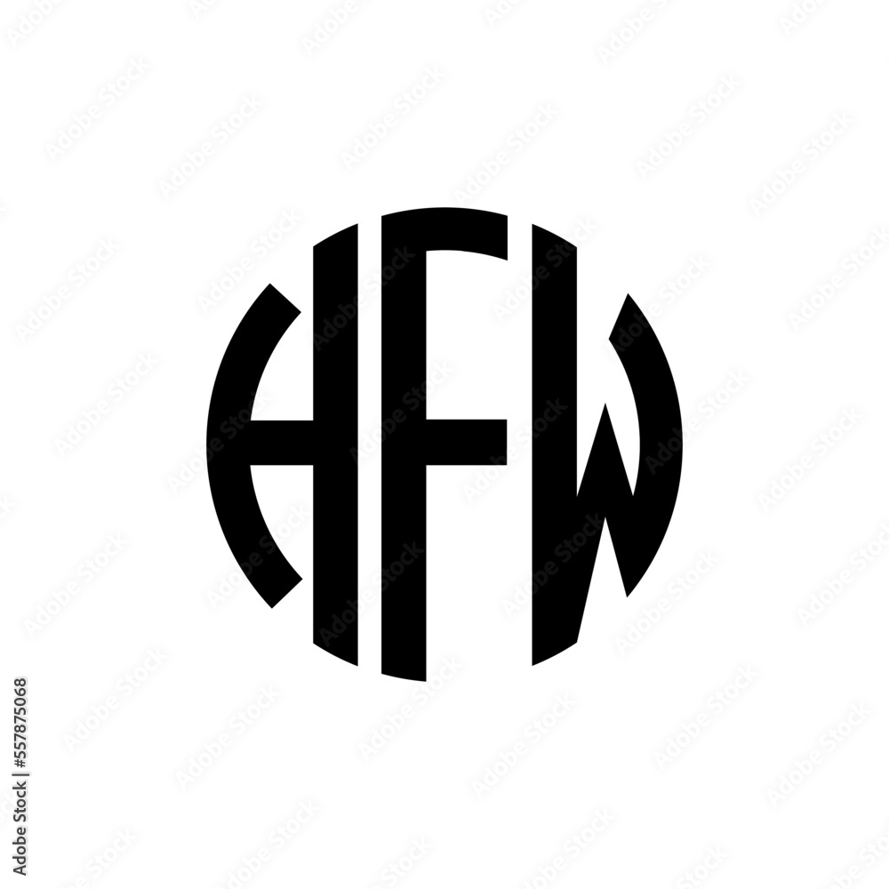 Obraz premium HFW letter logo design on white background. HFW creative initials letter logo concept. HFW circle logo