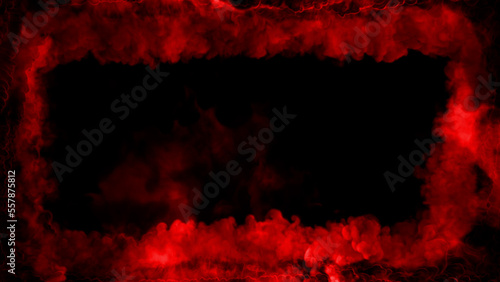 Dark red smoke or clouds square content frame, isolated - abstract 3D illustration