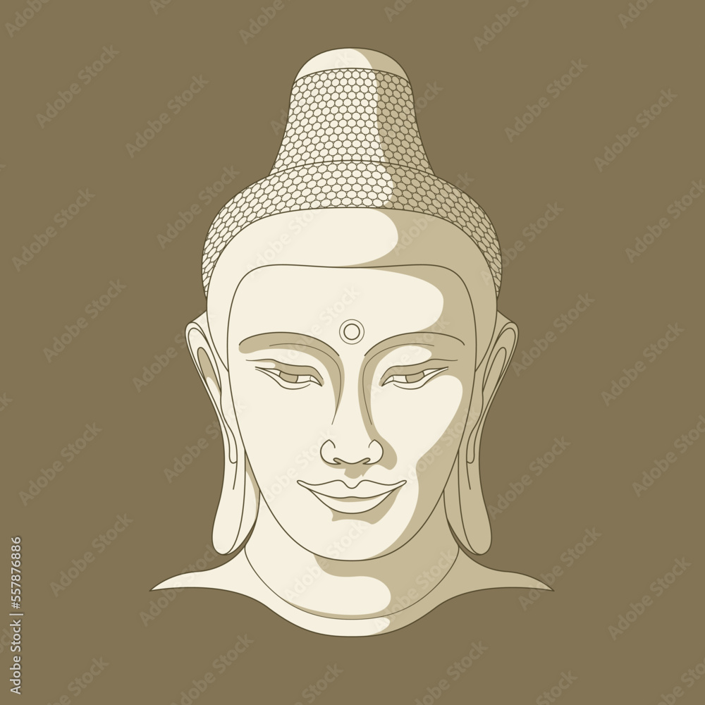 Buddha Head N° 2 Flat Illustration (Three Tones / Brown) Buddha Head N° 2 Flat Illustration (Three Tones / Brown)