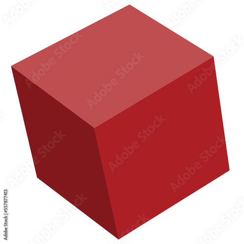 volumetric polygon in red color, isolated object on white background, vector illustration, mathematical figure,