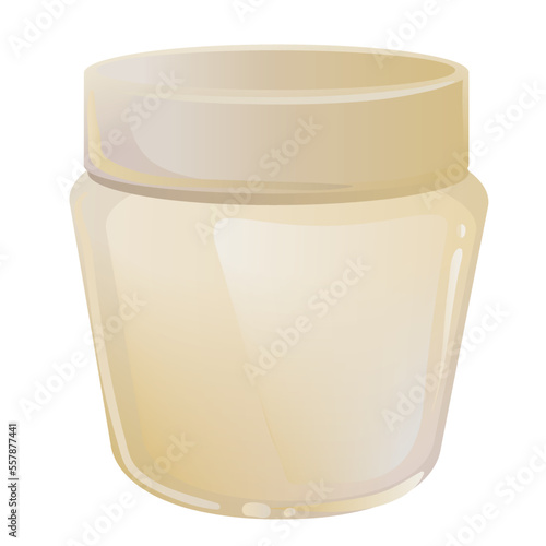 cream jar in beige color, isolated object on white background, vector illustration,