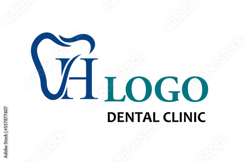 Initial Letter H with Tooth Line Art Icon for Dental Health Care and Dental Clinic, Dentistry Business Logo Idea Template