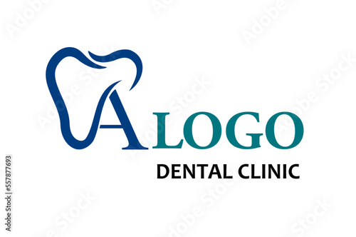 Initial Letter A with Tooth Line Art Icon for Dental Health Care and Dental Clinic, Dentistry Business Logo Idea Template