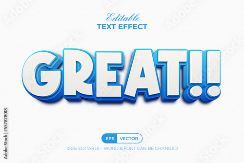 3d great text effect blue style. Editable text effect.