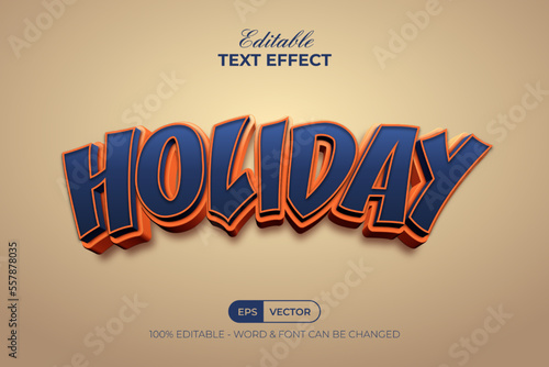 Holiday text effect orange and navy color style. Editable text effect.