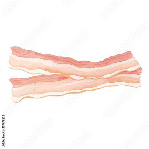 bacon hand drawn with watercolor painting style illustration