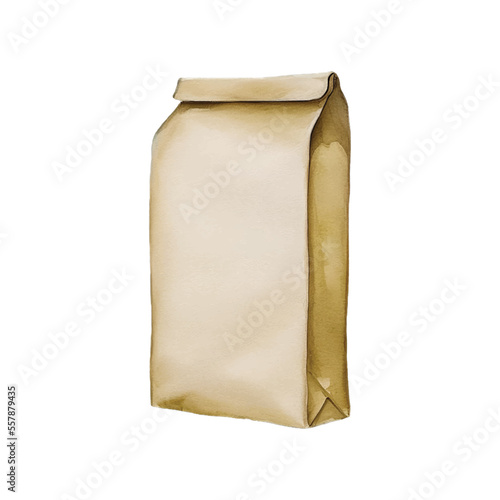 paper bag hand drawn with watercolor painting style illustration