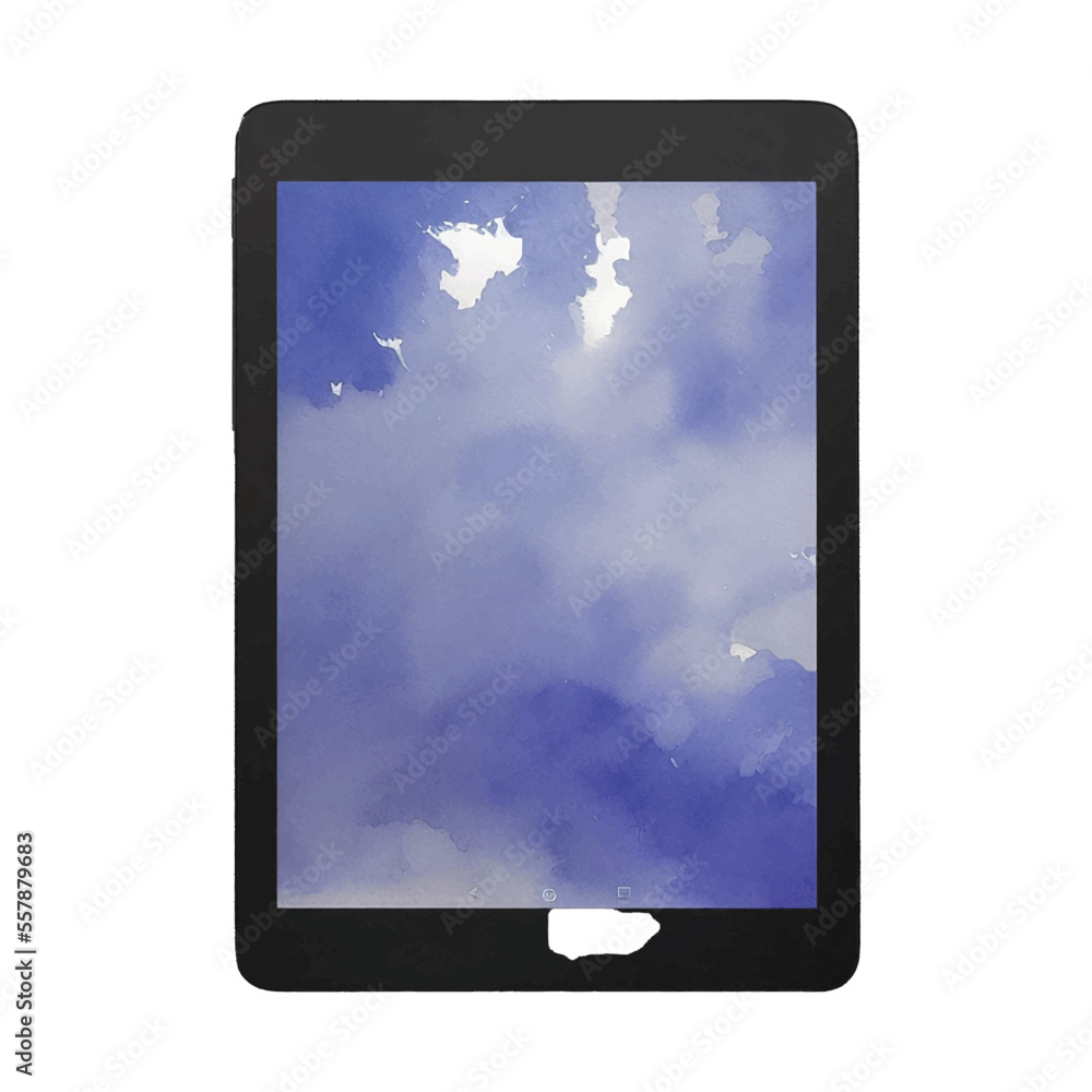 tablet hand drawn with watercolor painting style illustration tablet hand drawn with watercolor painting style illustration