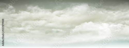 Hazy sky and white soft clouds floated in the sky. Beautiful air and sunlight with cloud scape colorful. Gloomy sky for the background. Green to gray sky background vector illustration.