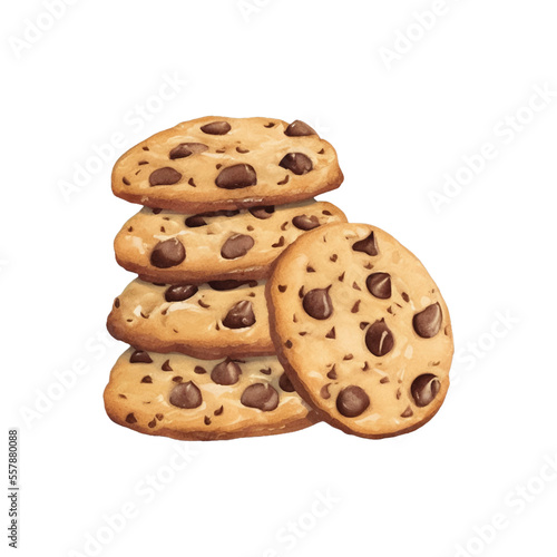 cookies hand drawn with watercolor painting style illustration