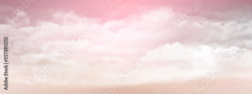 Sweet sky and white soft clouds floated in the sky on a clear day. Beautiful air and sunlight with beige cloud scape colorful. Sunset sky for background. Pink to Beige sky vector illustration.