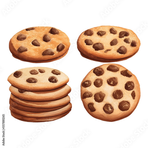 cookies hand drawn with watercolor painting style illustration