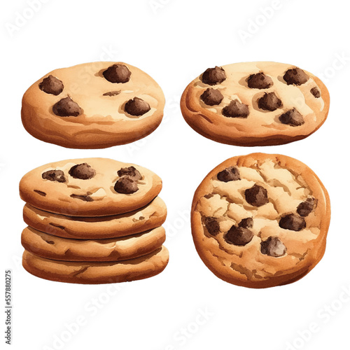 cookies hand drawn with watercolor painting style illustration